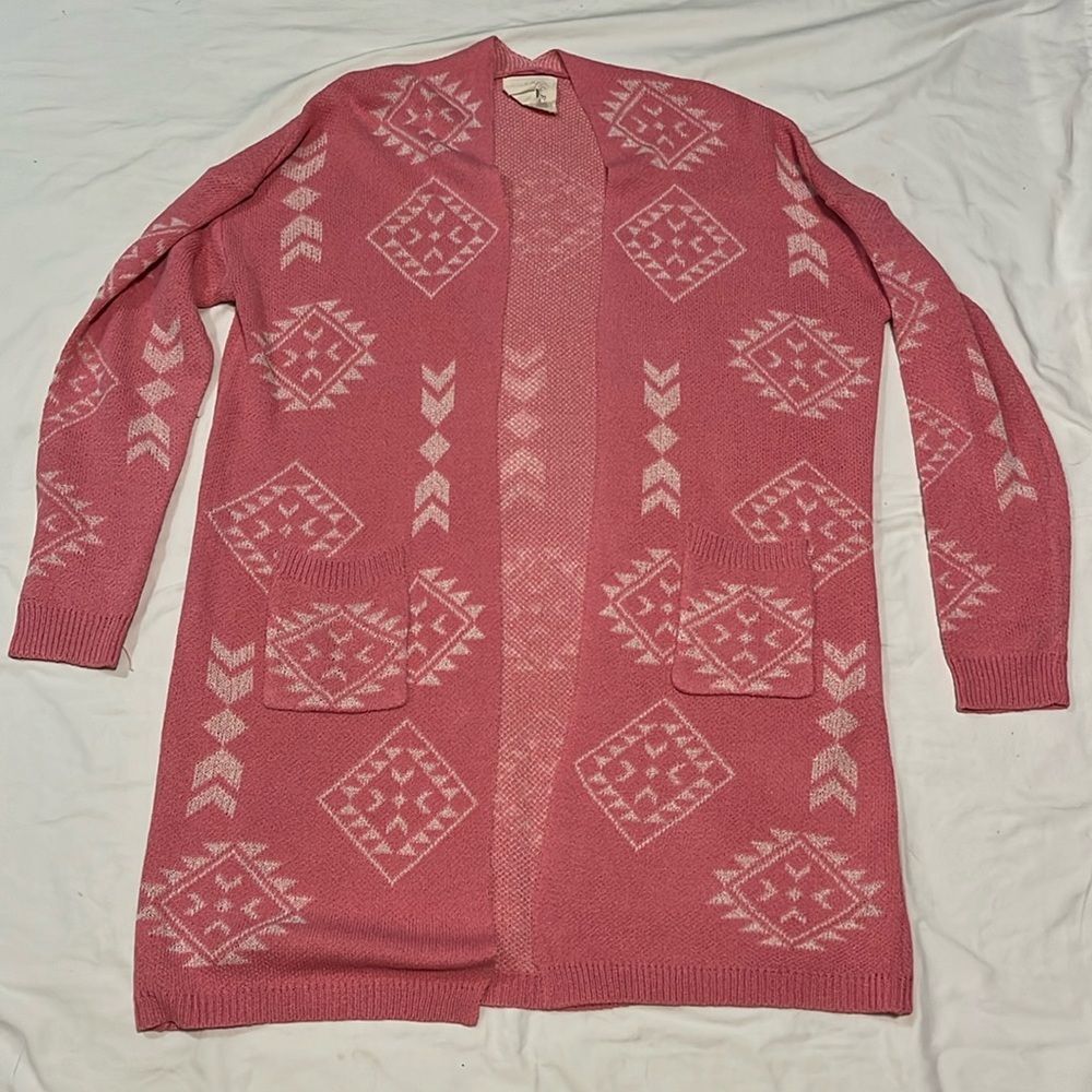 Pink and White Fantastic Fawn Long Cardigan